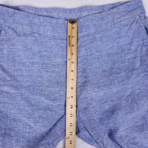 Chico's Linen Pants Blue Cropped Pull-On Size 14 Coastal Grandmother - Picture 4 of 10